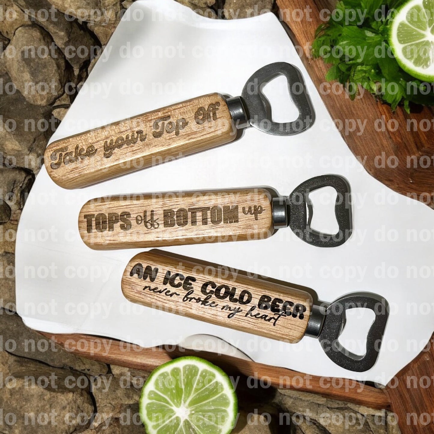 Engraved personalized wood bottle opener