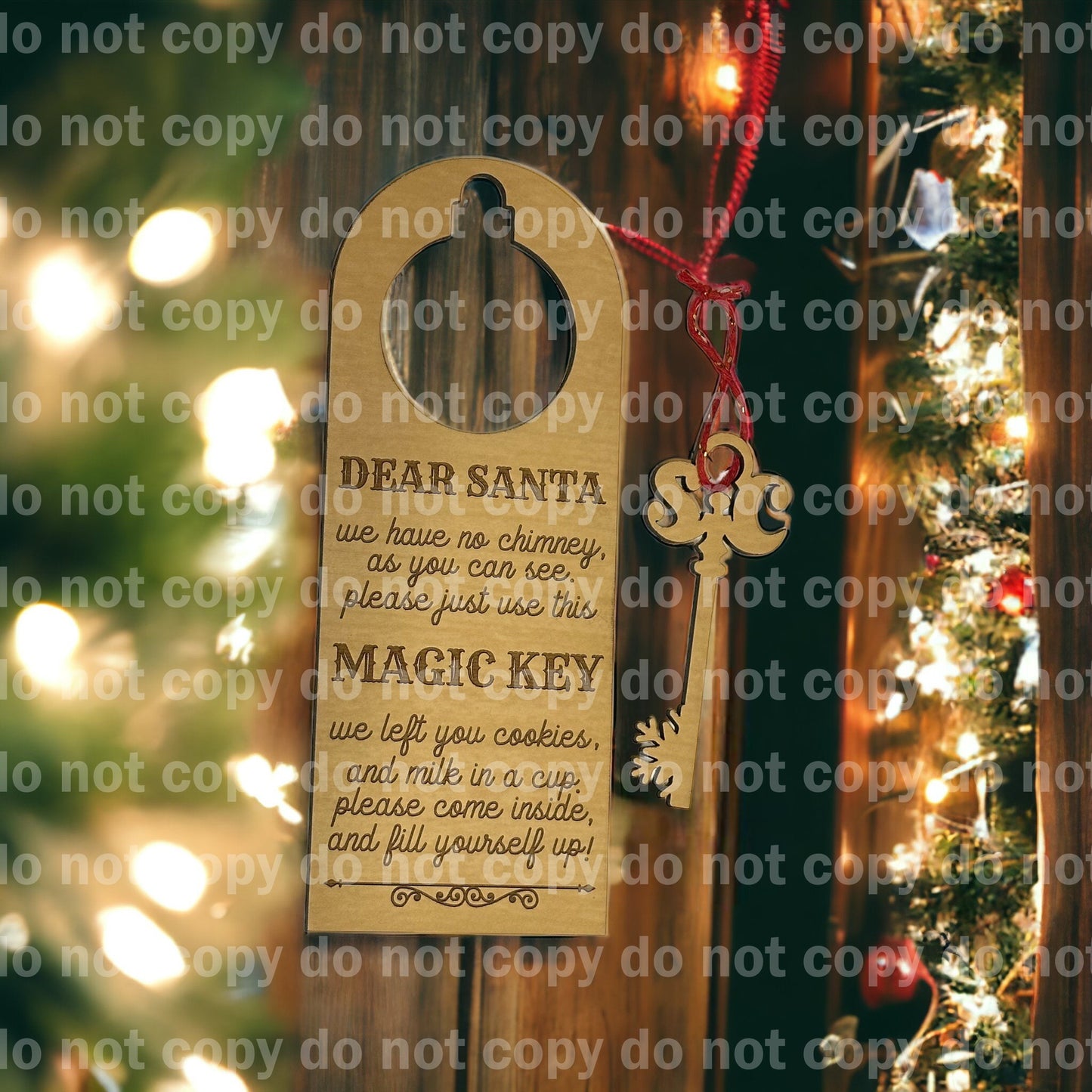 Colgador de llaves mágico de Papá Noel y juego de llaves cortado y grabado con láser