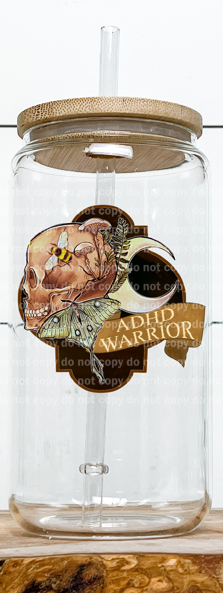 ADHD Warrior Skull Moon Moth Emblem