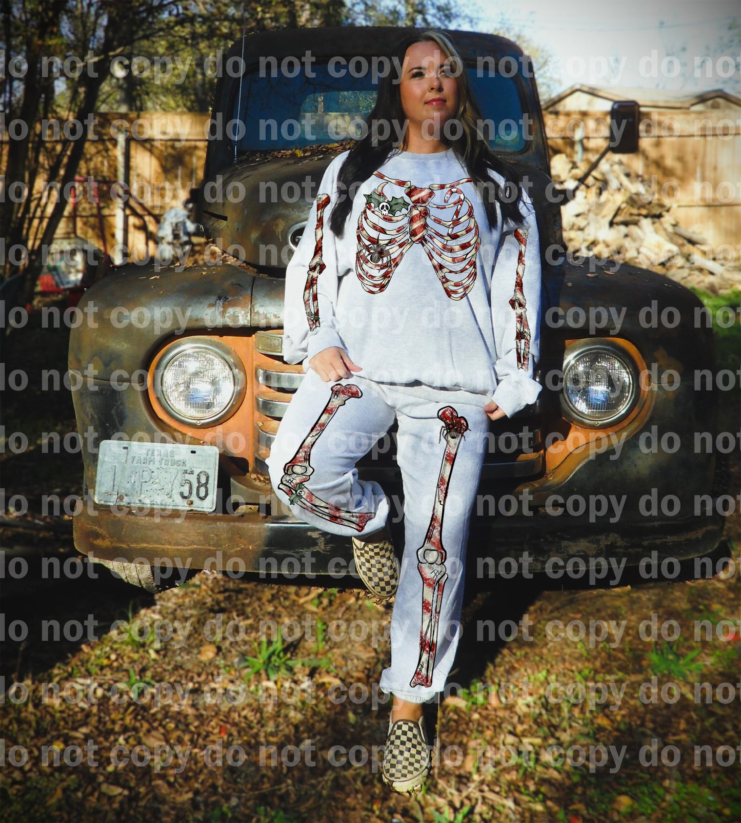 Christmas skeleton skellie sweatsuit pajama set Dream Print or Sublimation Print