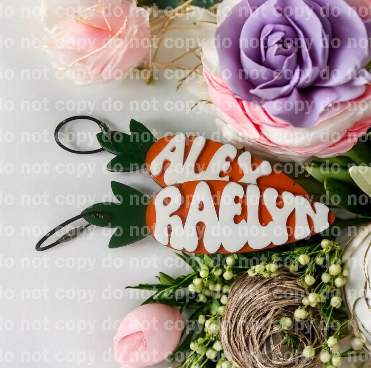 Custom Easter basket carrot name tags Acrylic and wood