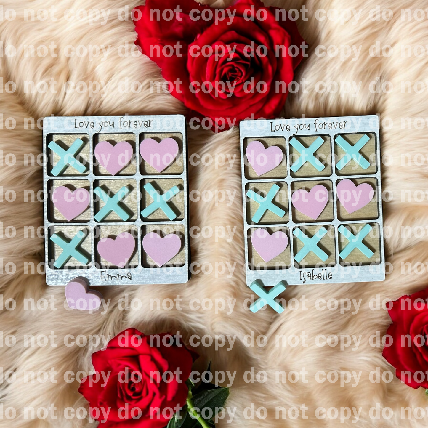 Personalized wood and acrylic laser engraved tic tac toe valentines game