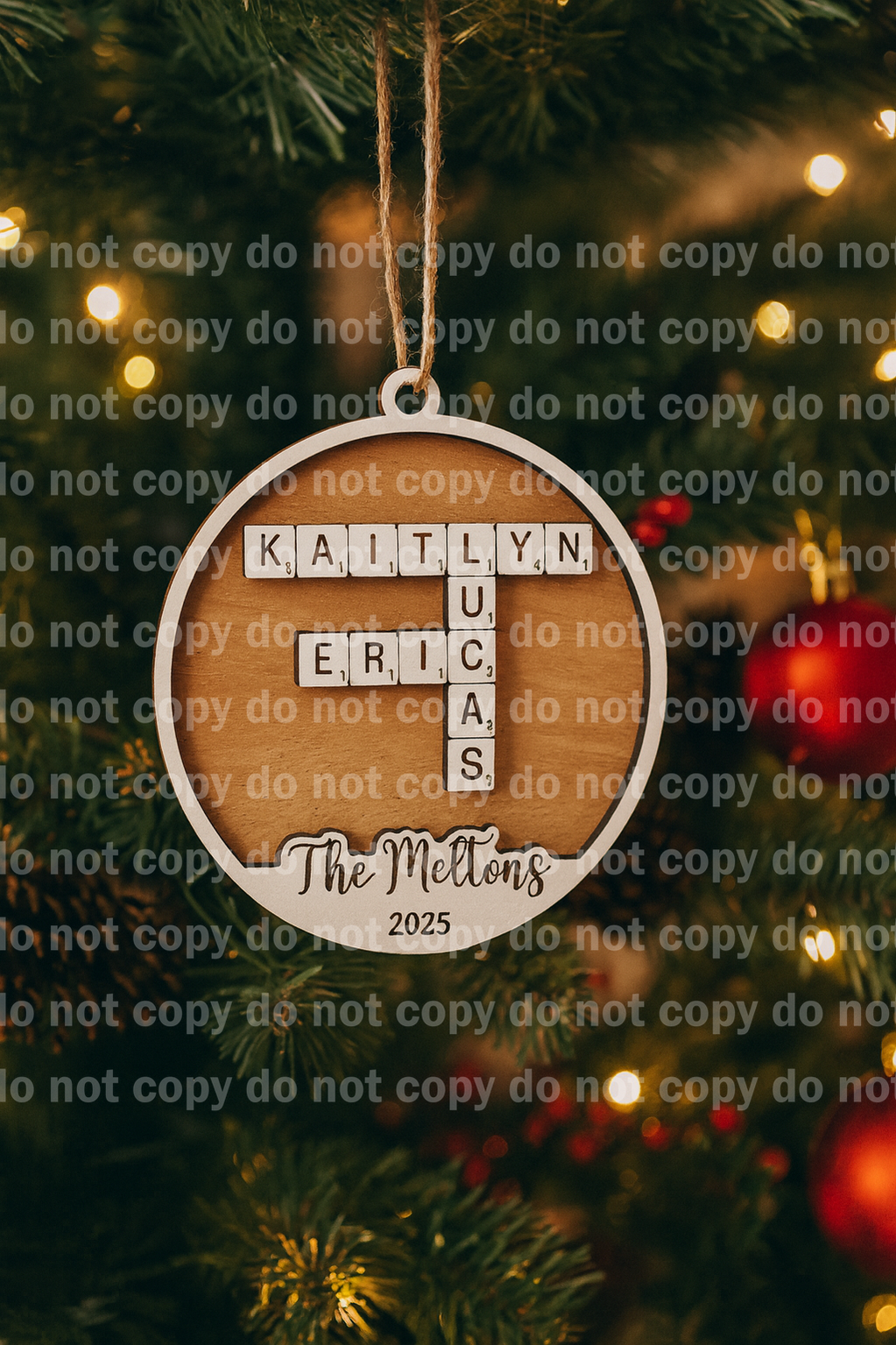 Custom Family Crossword Ornament – Fully Personalized