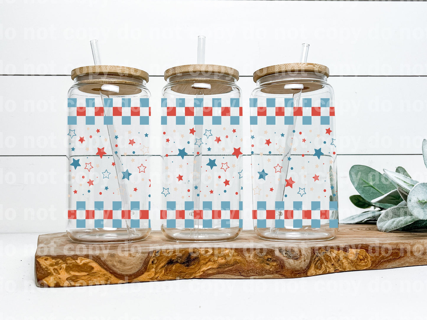 America Stars Plaid 16oz Cup Wrap