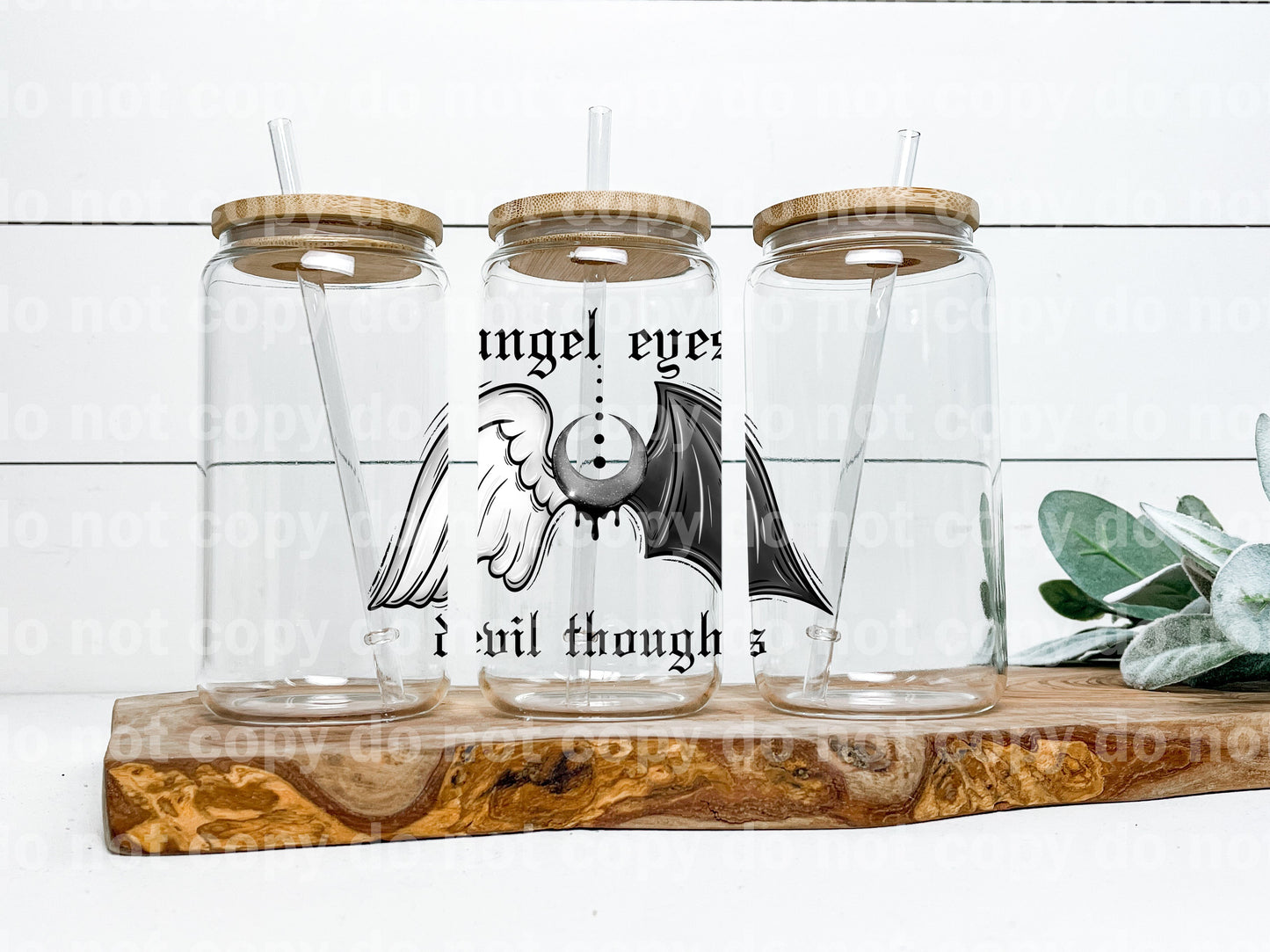 Angel Eyes Devil Thoughts Decal 4.5 x 3.5