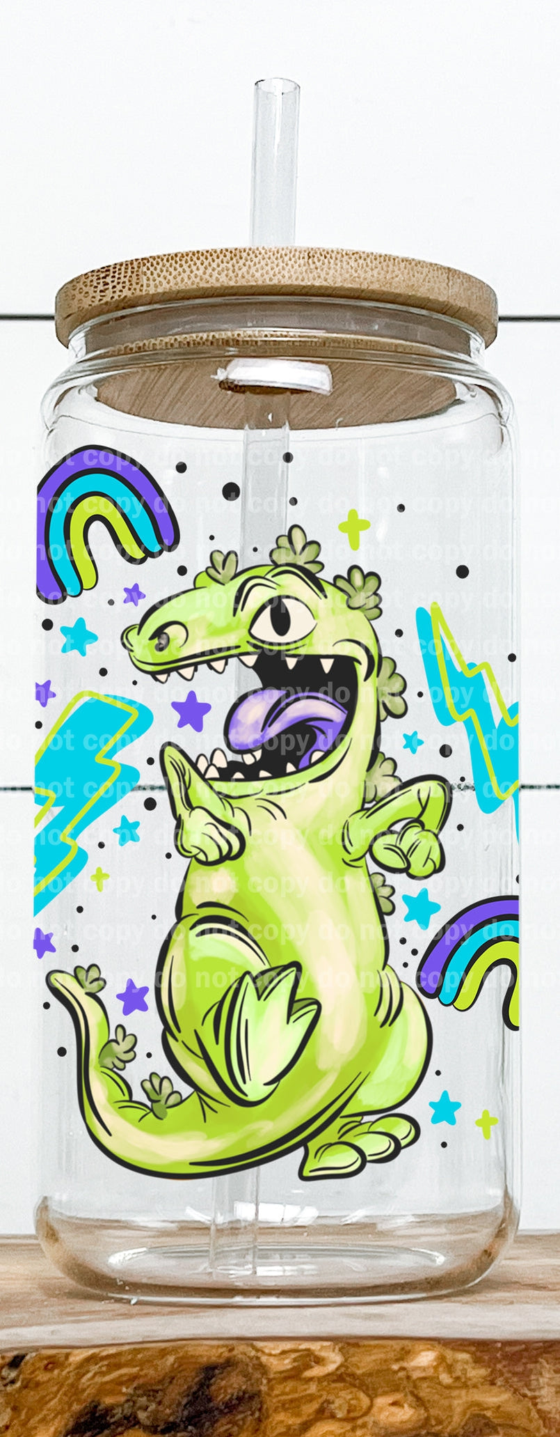 Calcomanía de dibujos animados de los años 90, color verde, Godzilla, dinosaurio bebé, 3,6 x 4