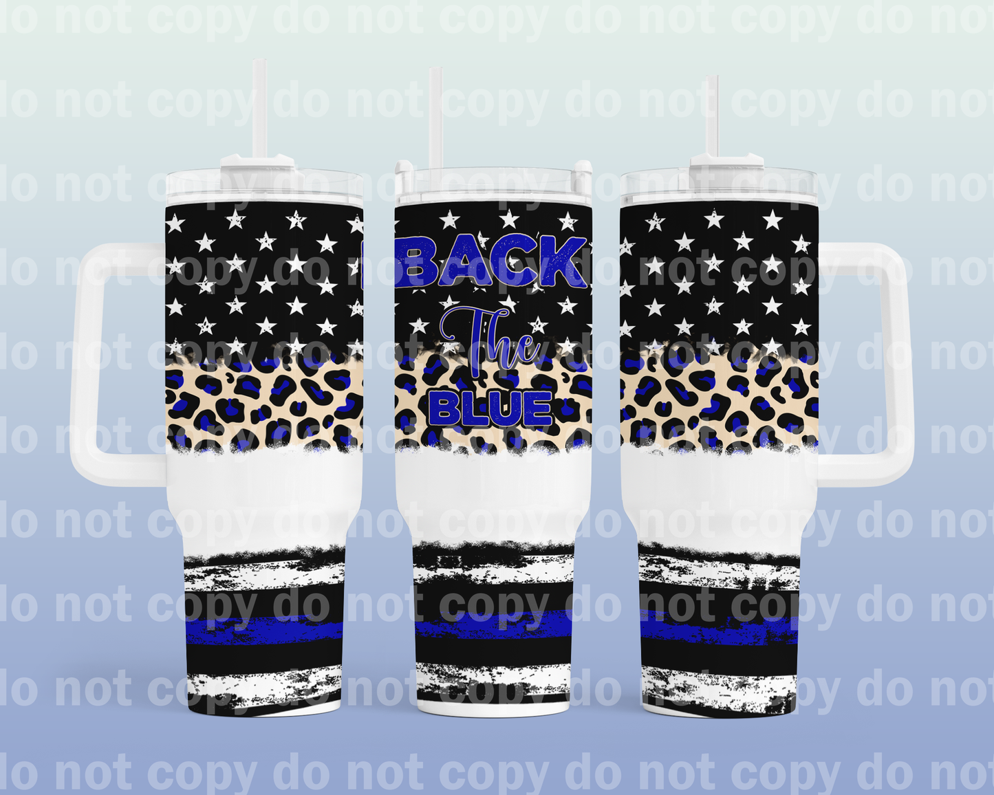Back The Blue with Bottom Option 40oz Cup Wrap