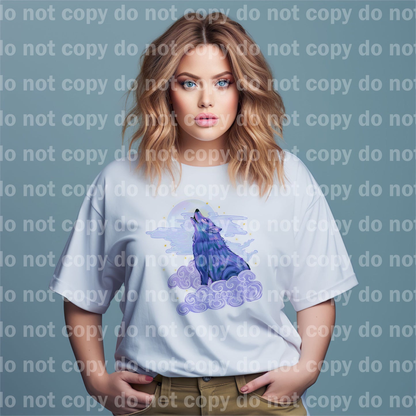 Hermosa impresión de sueño de lobo azul o impresión de sublimación