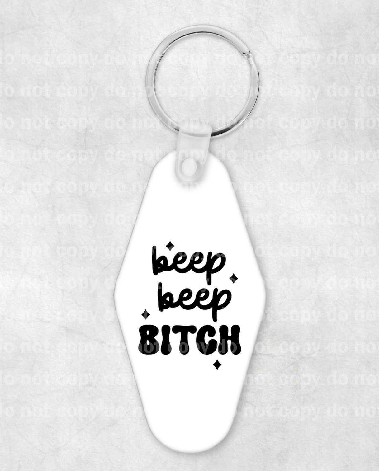 Beep Beep Bitch Keychain UV DTF Eco solvent or sublimation transfer 1.1 x 1.4