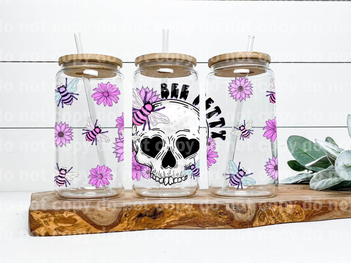 Bee Petty Skellie Heart Eyes 16oz Cup Wrap