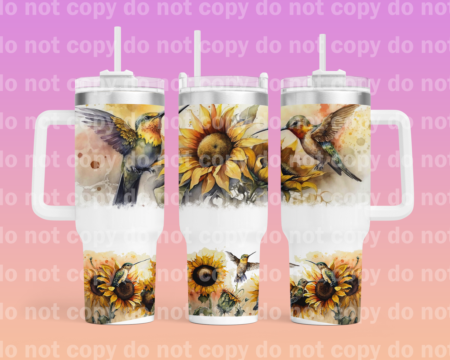 Birds And Sunflower with Bottom Option 40oz Cup Wrap