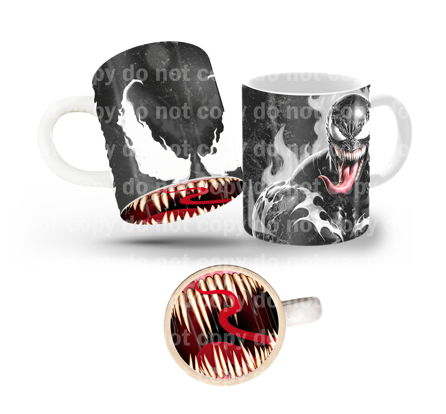 Black Alien Tilt & Sip Mug Wrap + Bottom Design Set