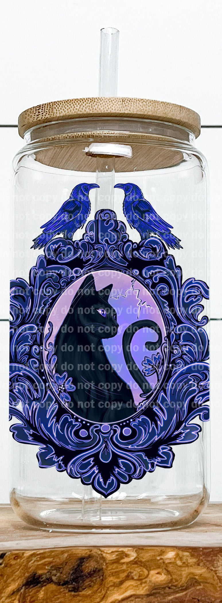 Black Cat And Bird Broken Mirror Decal 3.3 x 4.5
