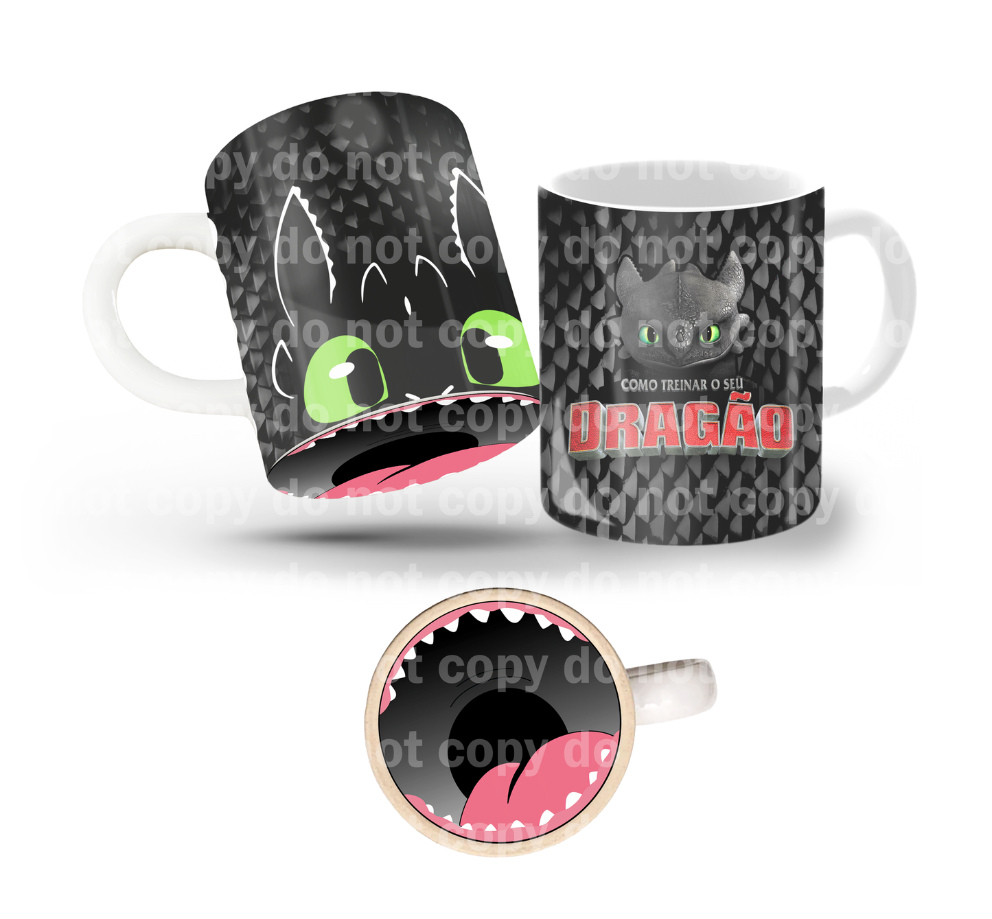 Black Dragon Tilt & Sip Mug Wrap + Bottom Design Set