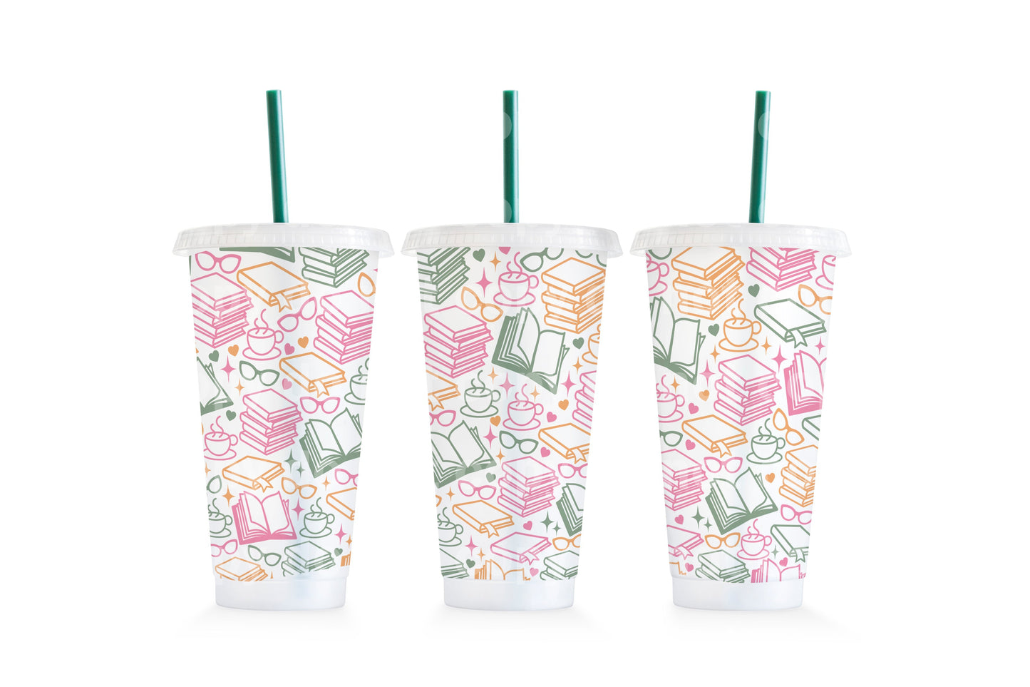 Colorful Books Outline Cup Wrap 24oz Cold Cup Wrap