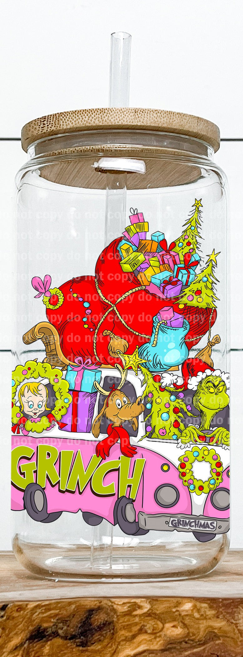Christmas Bus And Gifts Decal 3.2 x 4.5