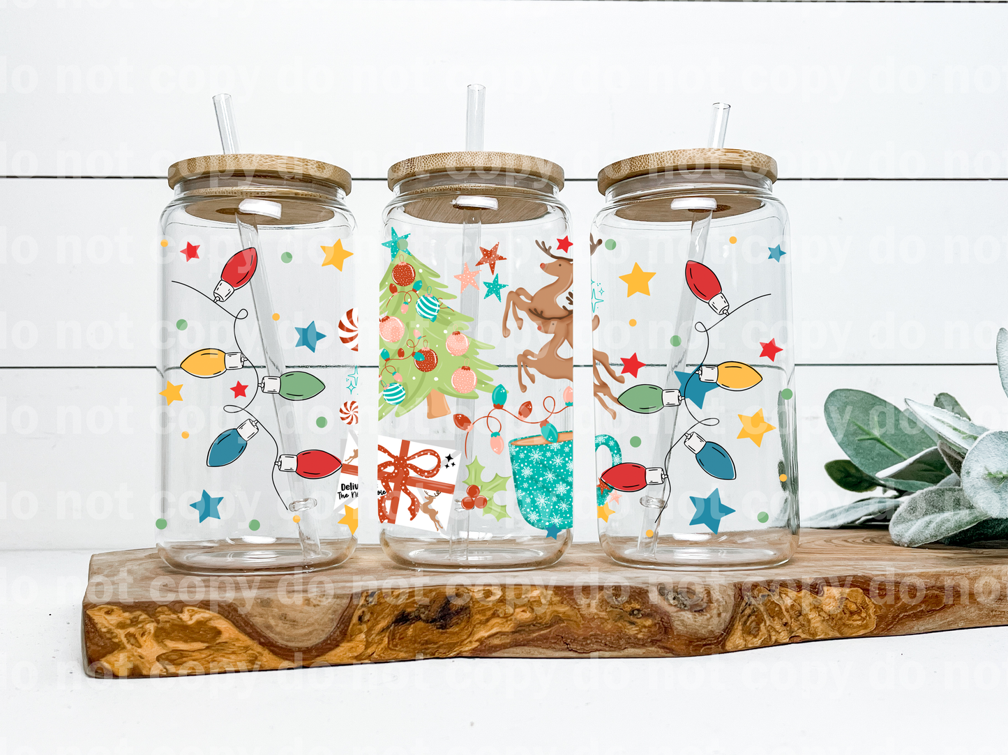 Chrismas Collage with Reindeer 16oz Cup Wrap