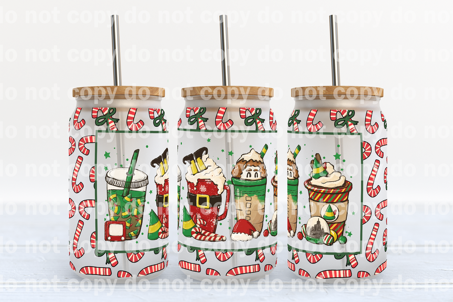 Christmas Drinks Candy Cane 16oz Cup Wrap