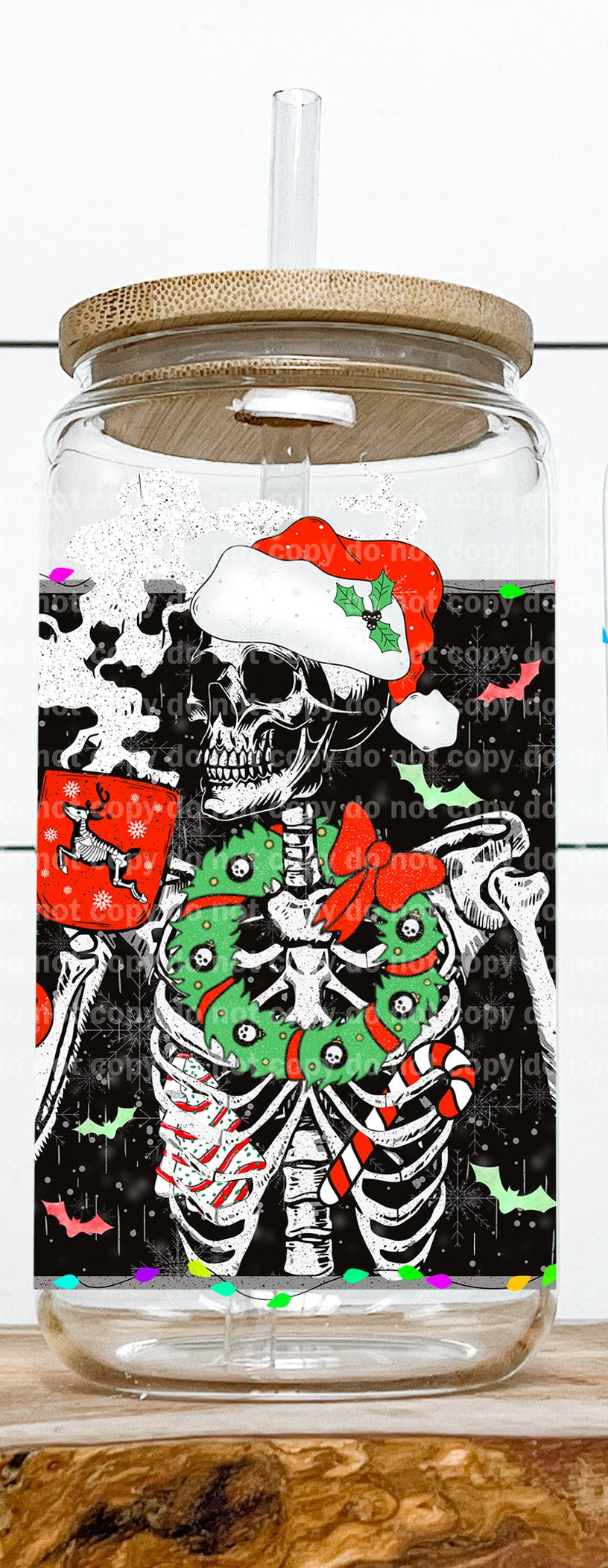 Christmas Skellie Bats Decal 3.3 x 4.3