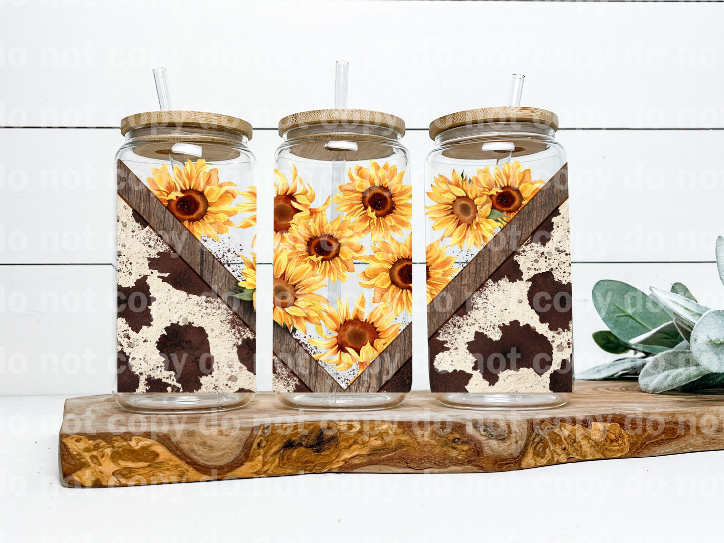 Cowhide Sunflower 16oz Cup Wrap