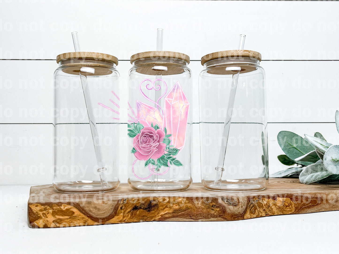 Crystal Floral Pink Decal 3.4 x 3.7