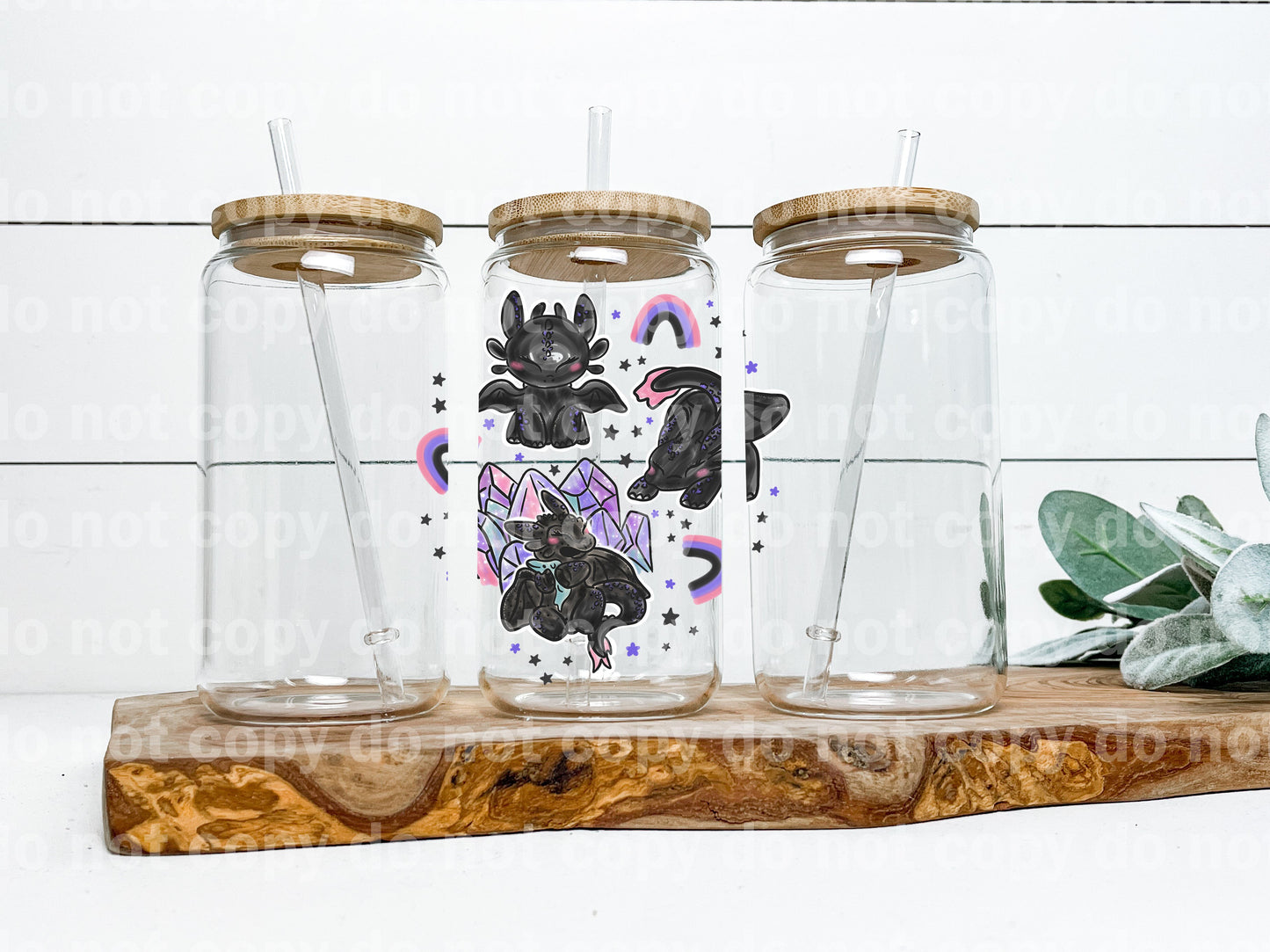 Calcomanía de dragón nocturno negro Cuties And Rainbows 3,5 x 3,7