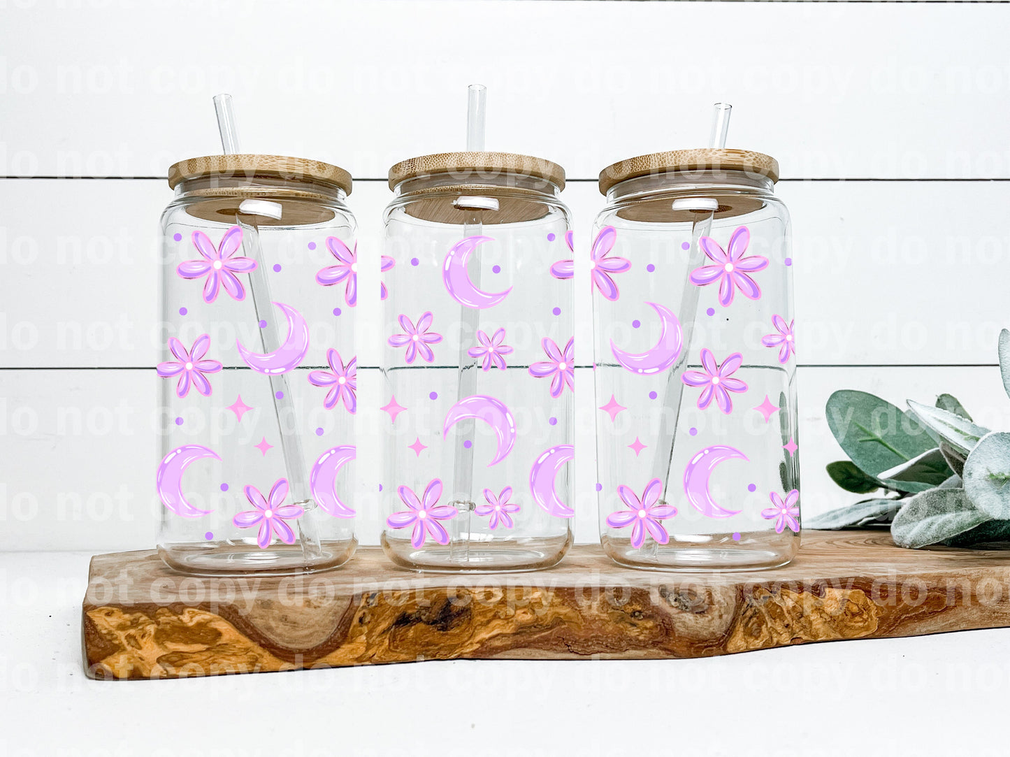 Pink Daisy and Moon 16oz Cup Wrap