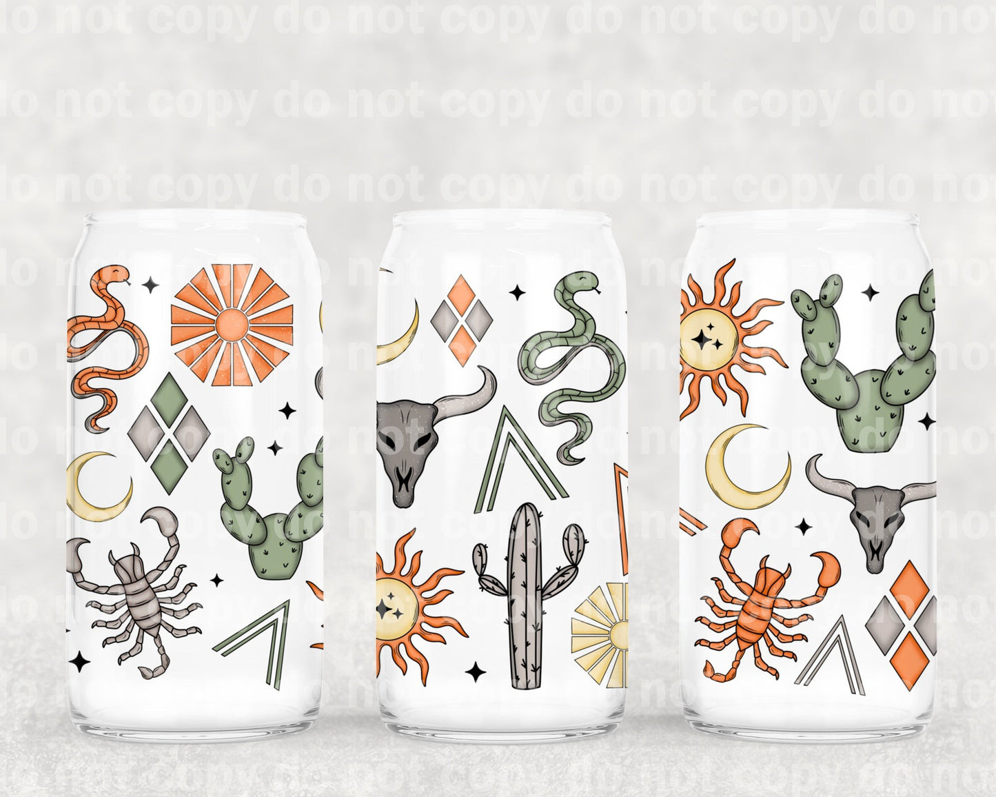 Desert Cactus Bull Skull 16oz Cup Wrap