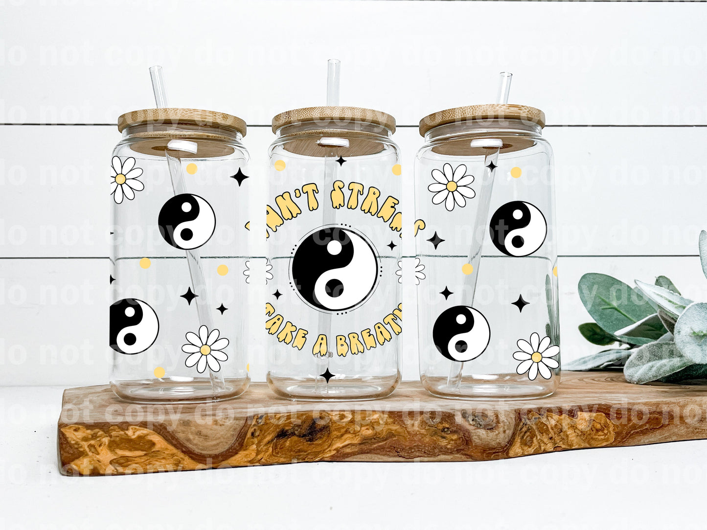 Don't Stress Take A Breath Yin Yang 16oz Cup Wrap