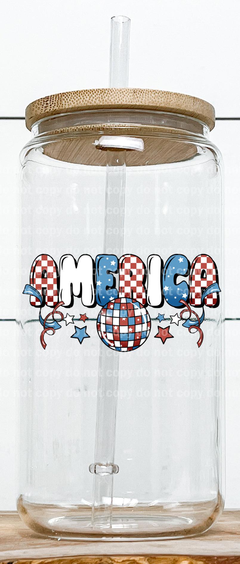 America Disco Ball Red Blue White Checkered