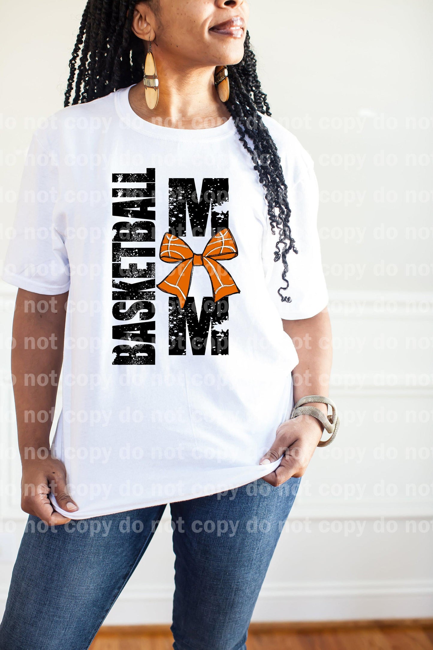 Basketball Mom With Bow Distressed