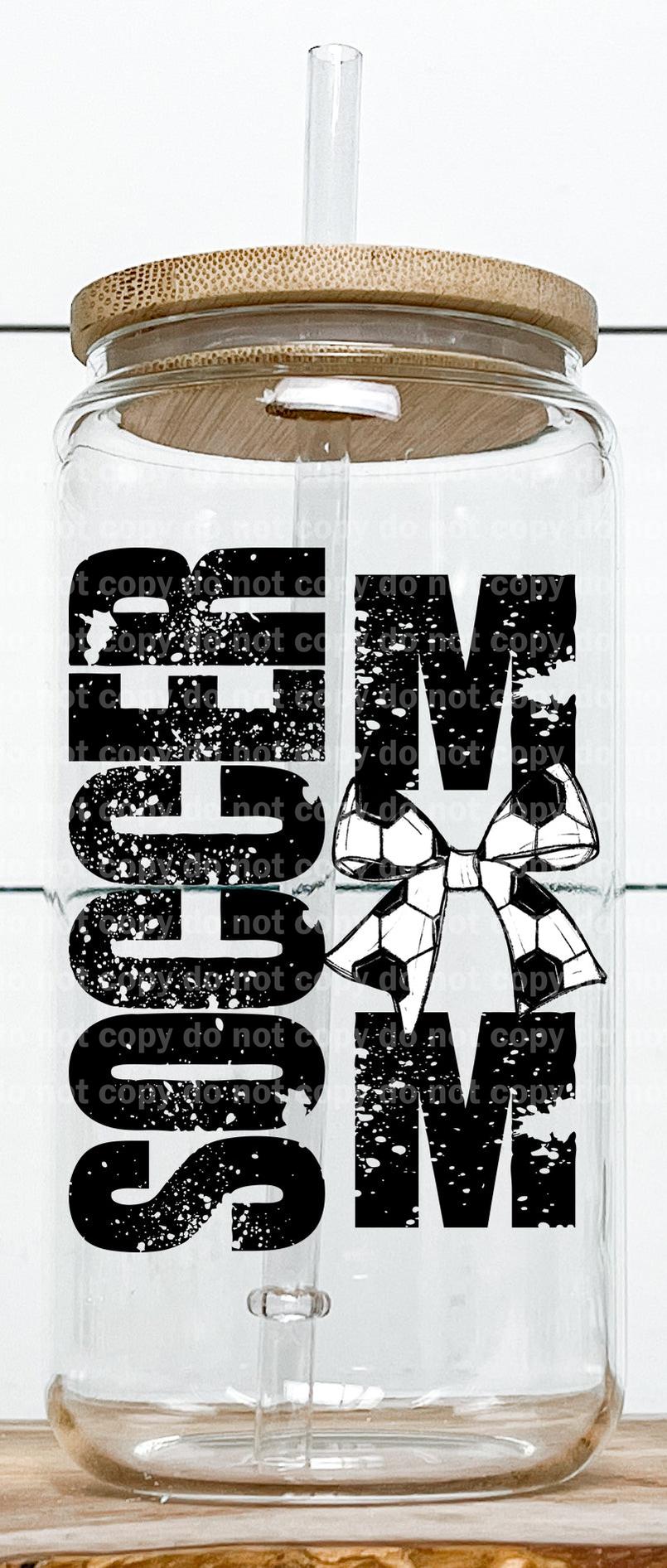 Soccer Mom With Bow Distressed Black