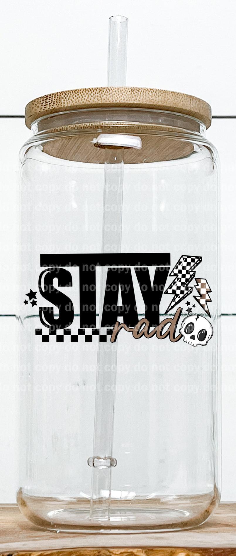 Stay Rad Skull And Checkered Lightning Bolt