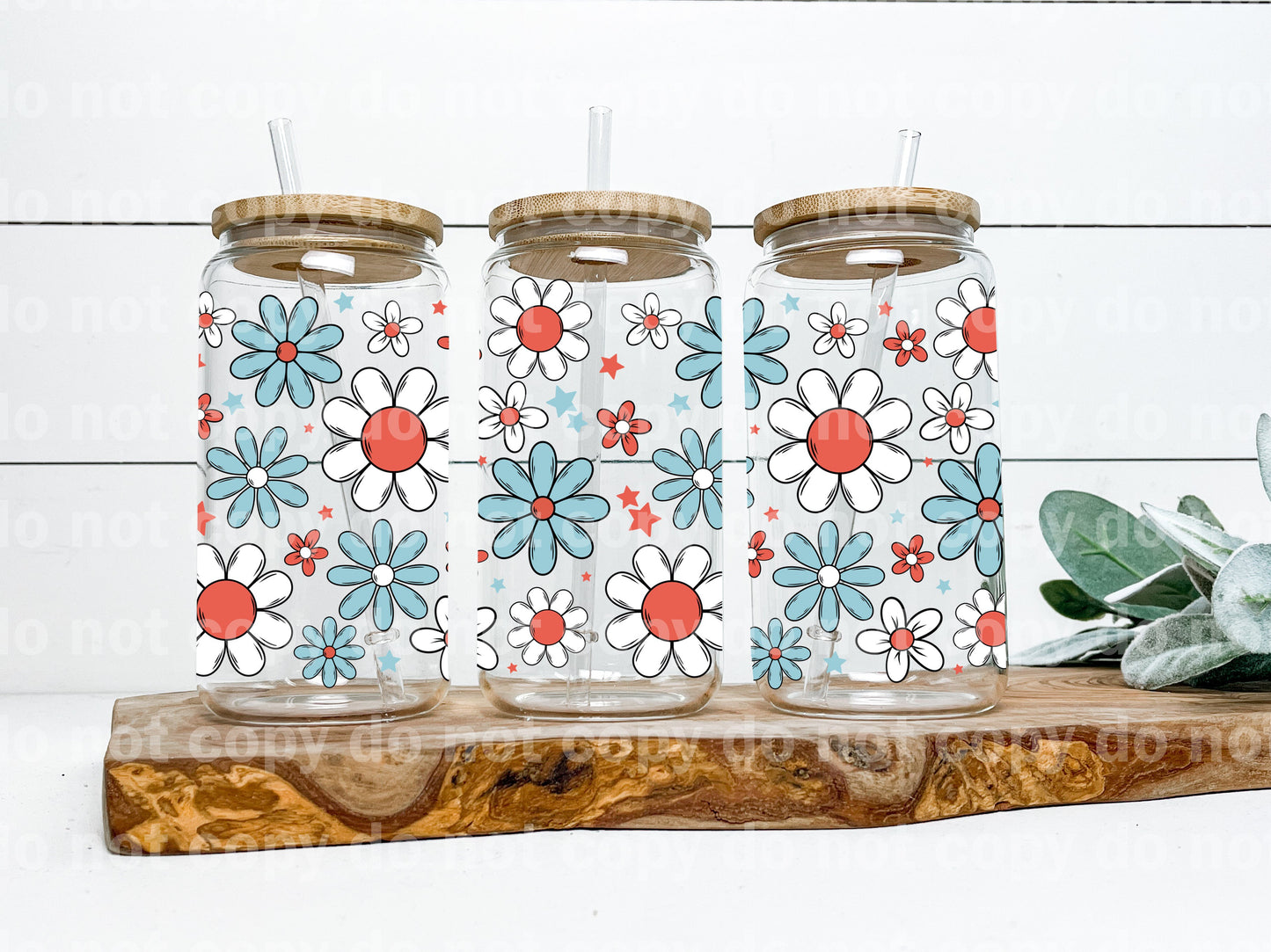 Envoltura de taza floral del 4 de julio de 16 oz
