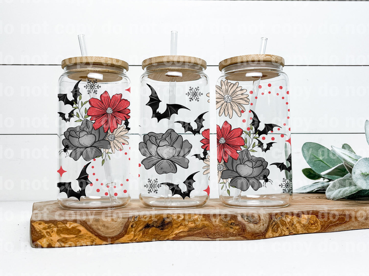 Floral Bats 16oz Cup Wrap