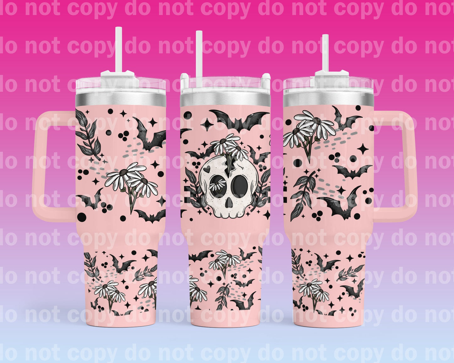 Floral Bat Skellie 40oz Cup Wrap