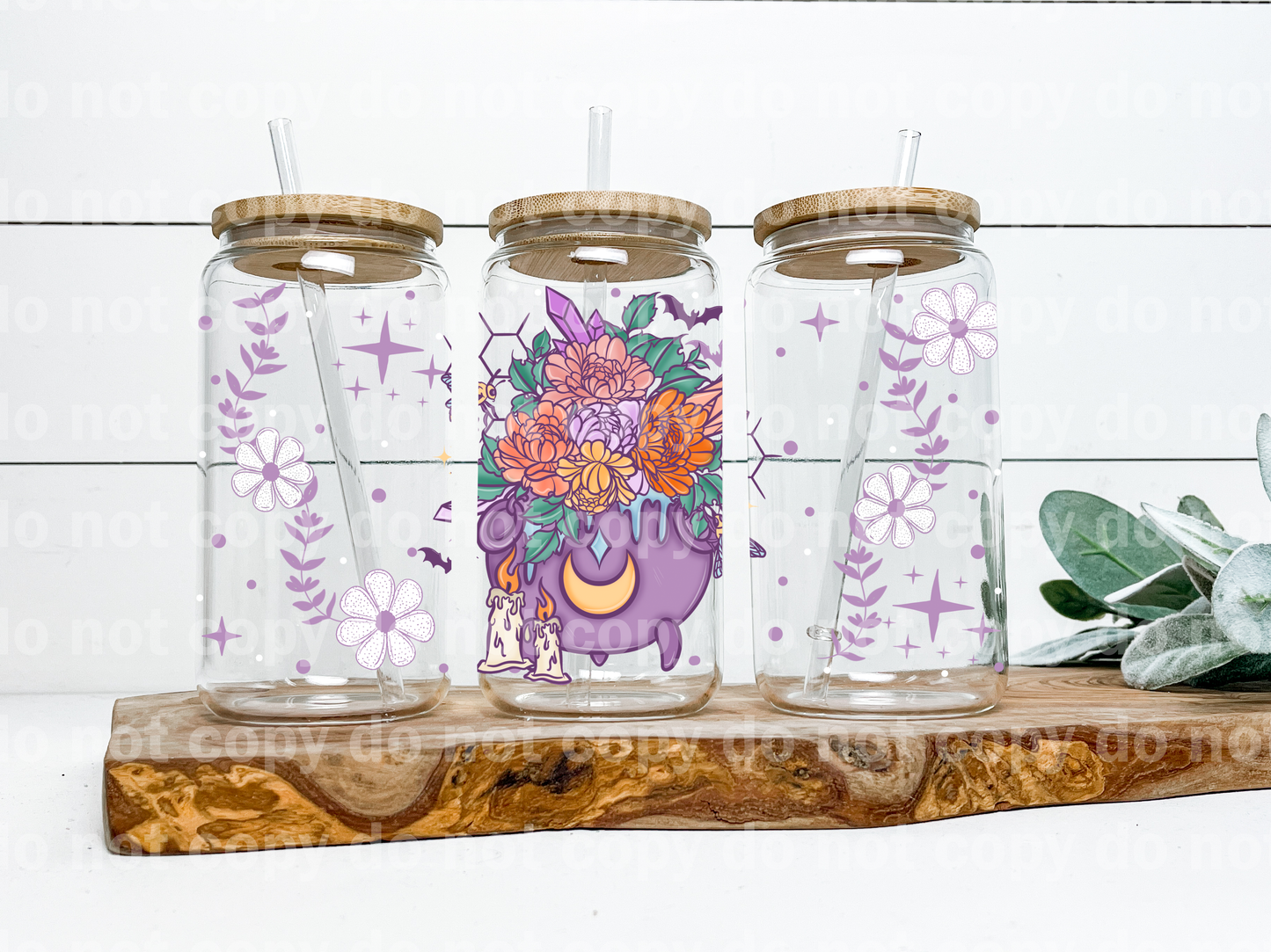 Floral Beehive Purple Cauldron 16oz Cup Wrap