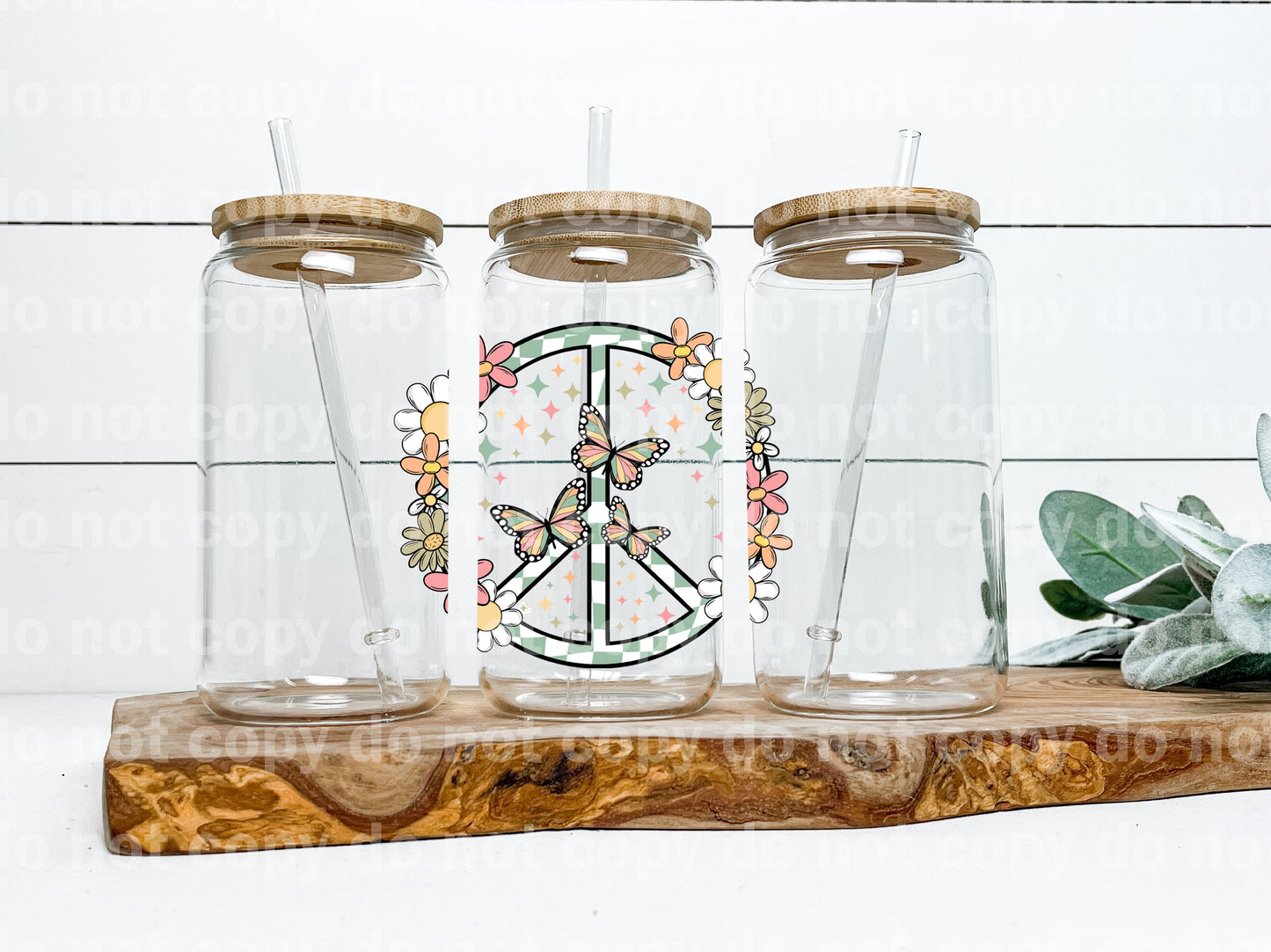 Floral Hippie Butterfly Peace Sign