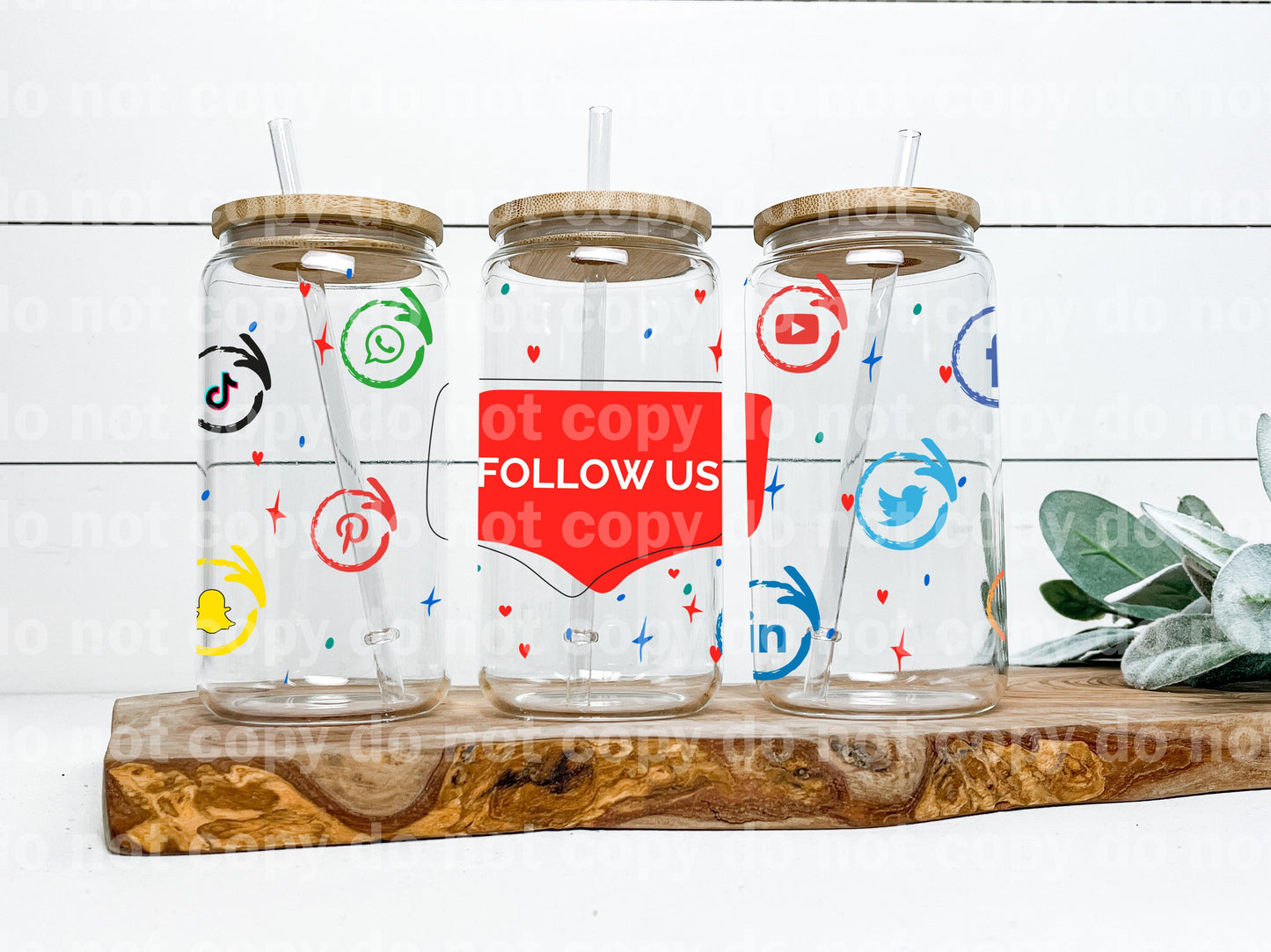 Follow Us Social Media 16oz Cup Wrap