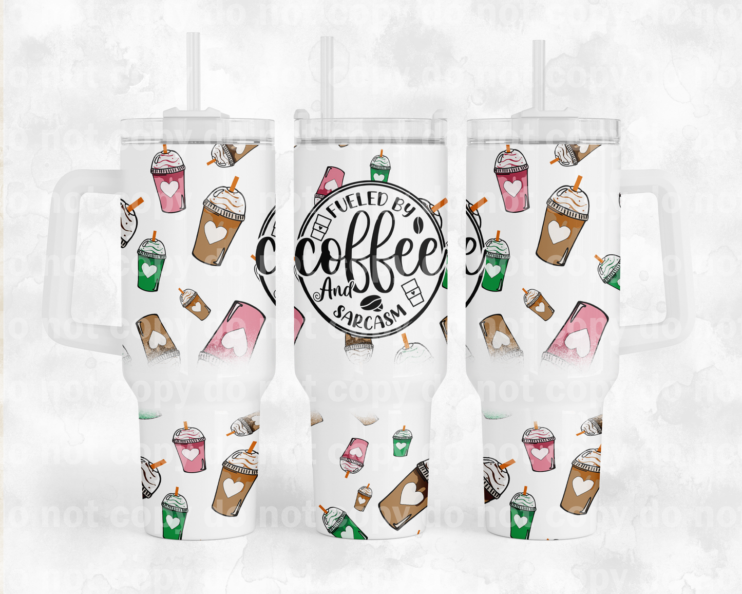 Fueled By Coffee And Sarcasm with Bottom Option 40oz Cup Wrap