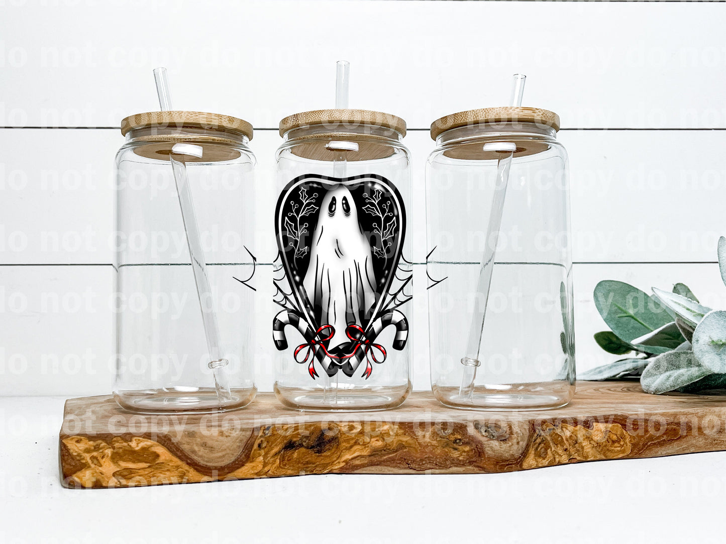 Ghost Heart Candy Cane Decal 3.5 x 3.4