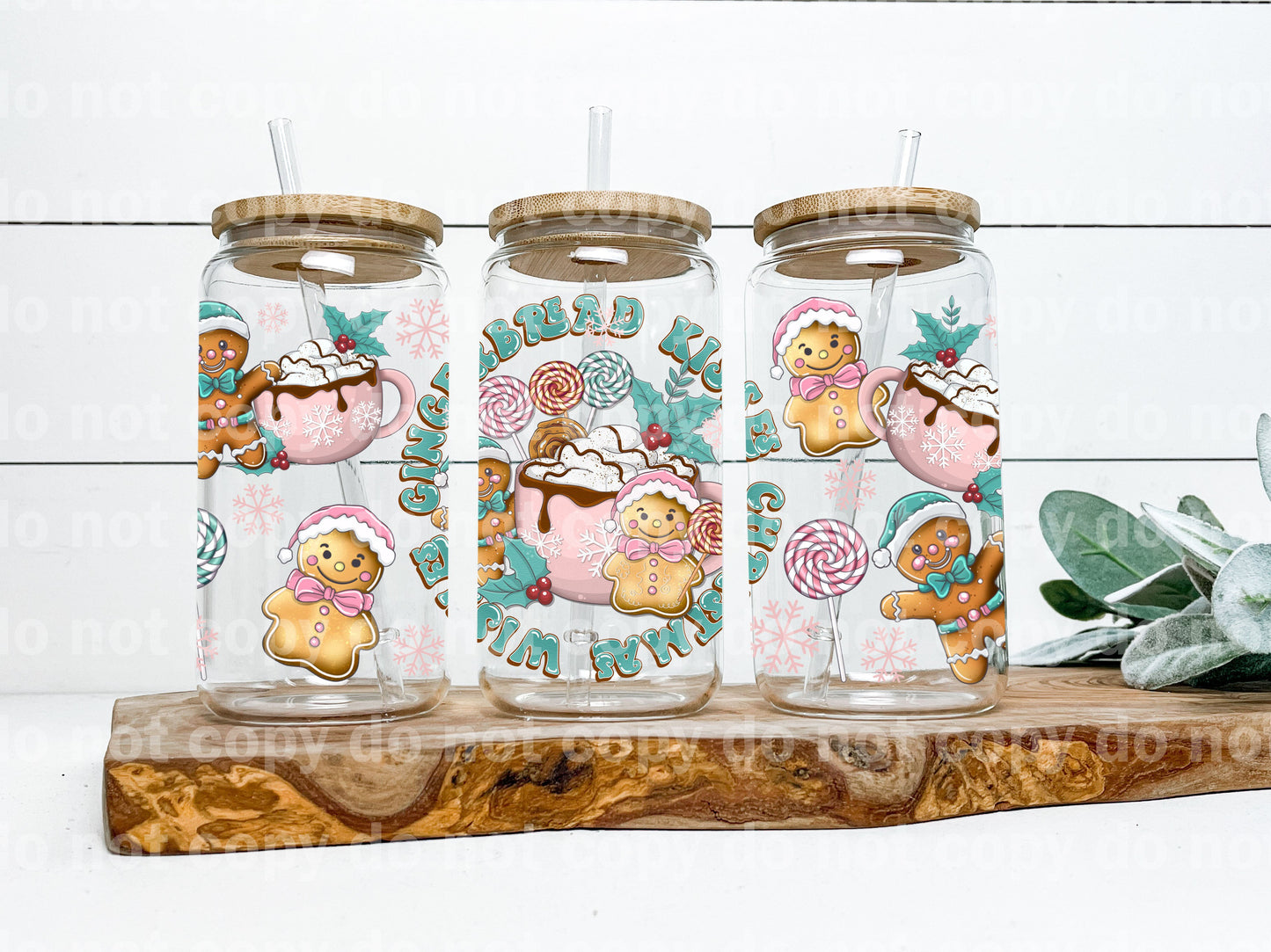 Gingerbread Kisses Christmas Wishes 16oz Cup Wrap