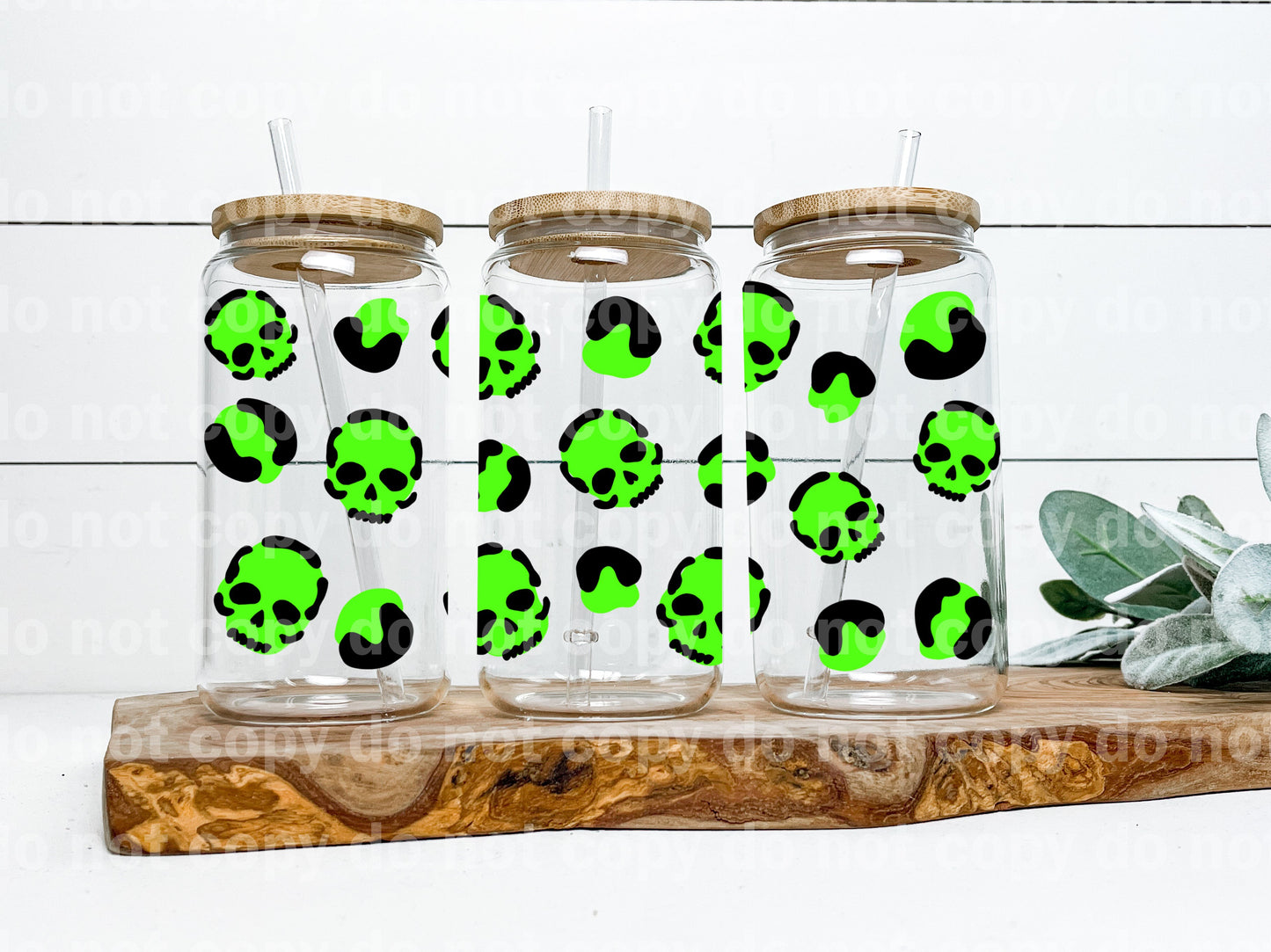 Green Skulls 16oz Cup Wrap