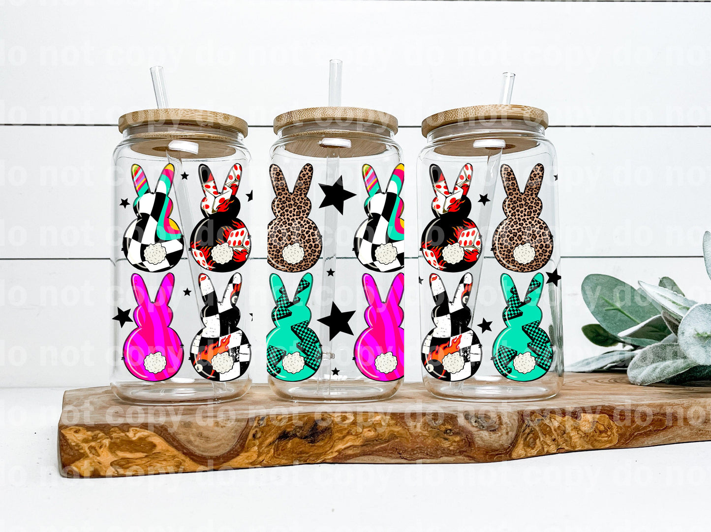 Grunge Bunny Stars 16oz Cup Wrap
