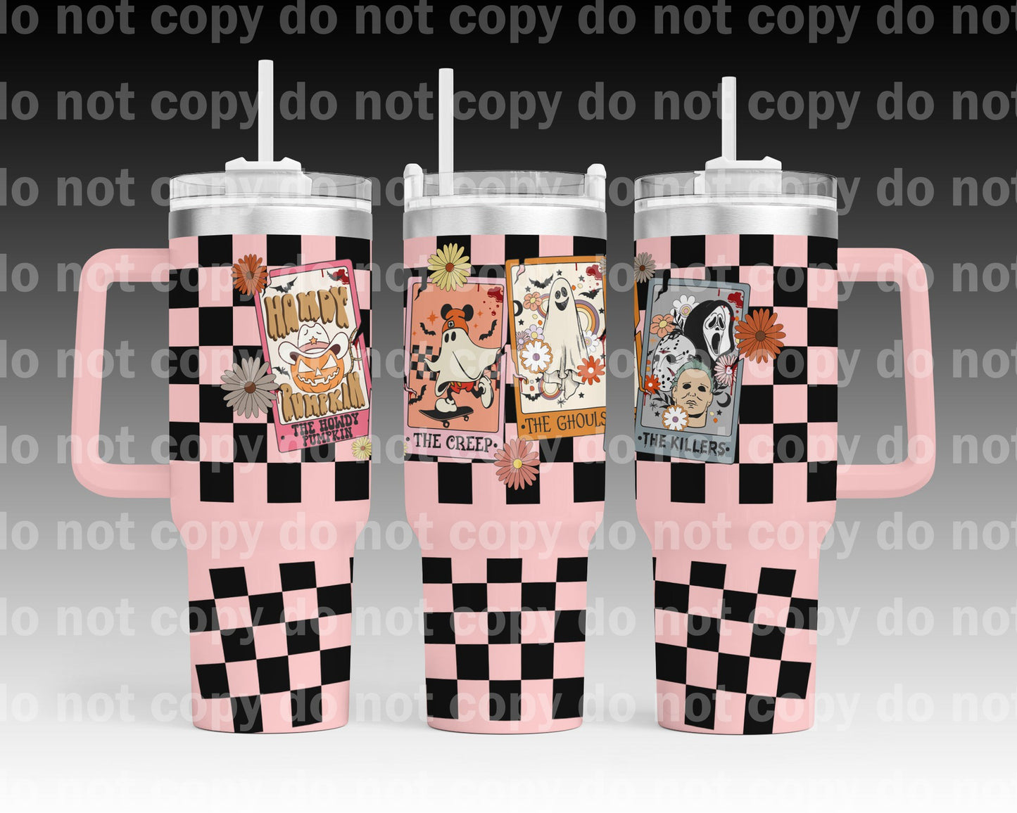 Halloween Cards Plaid with Bottom Option 40oz Cup Wrap