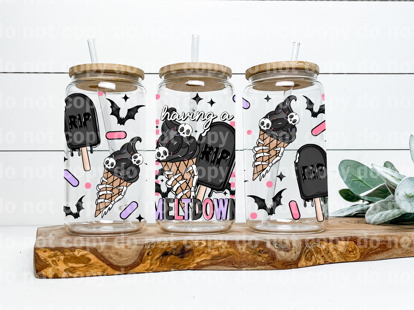 Having A Meltdown Ice Cream Skellie 16oz Cup Wrap