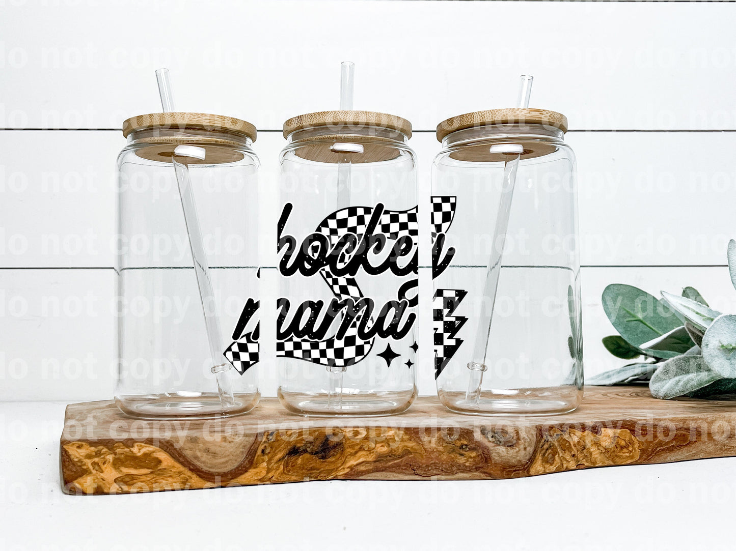 Hockey Mama Plaid Lightning Bolt