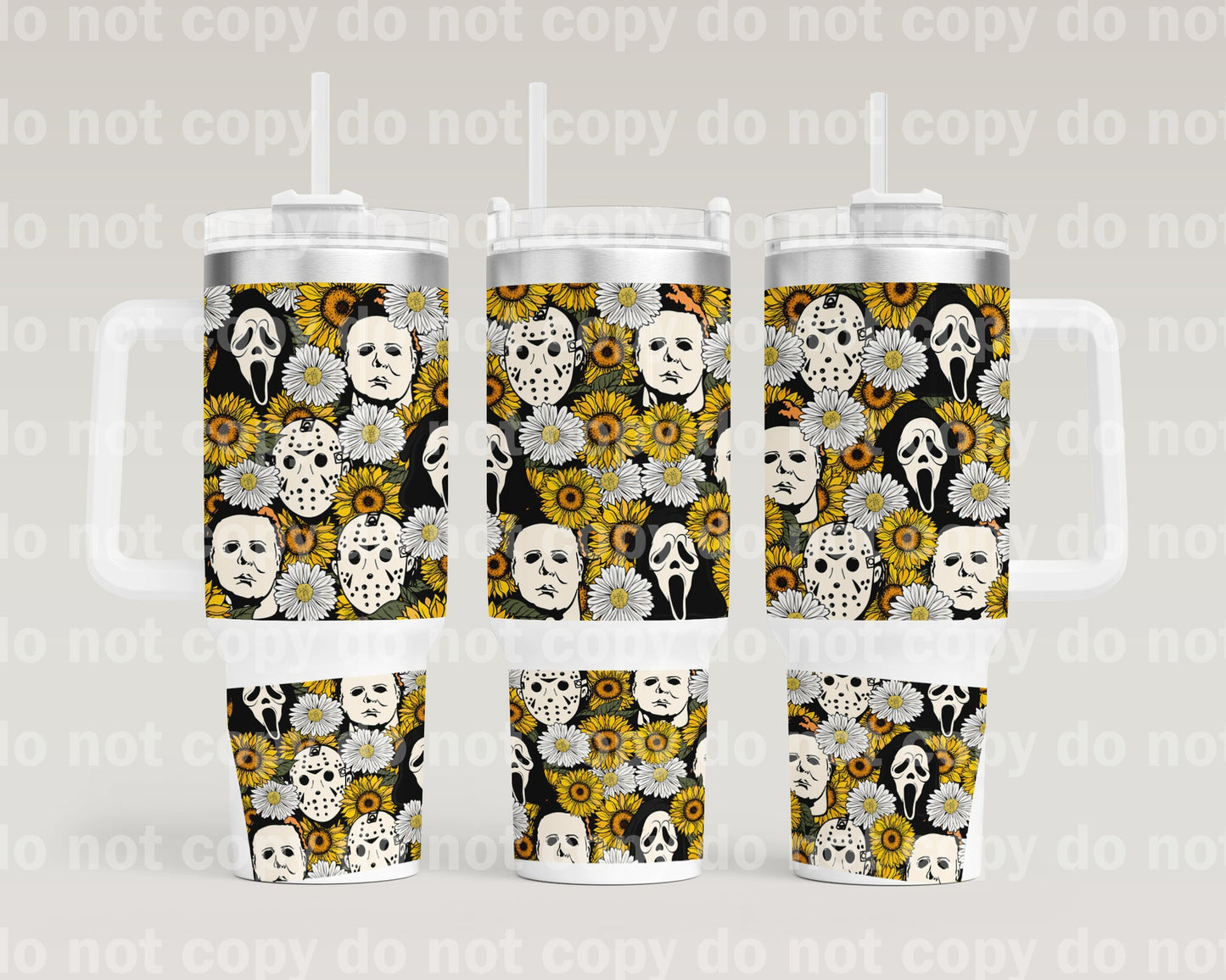 Horror Faces Floral with Bottom Option 40oz Cup Wrap