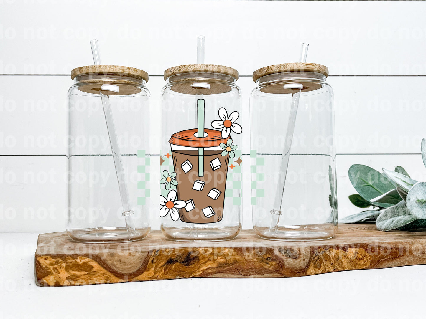 Iced Coffee Flowers Plaid