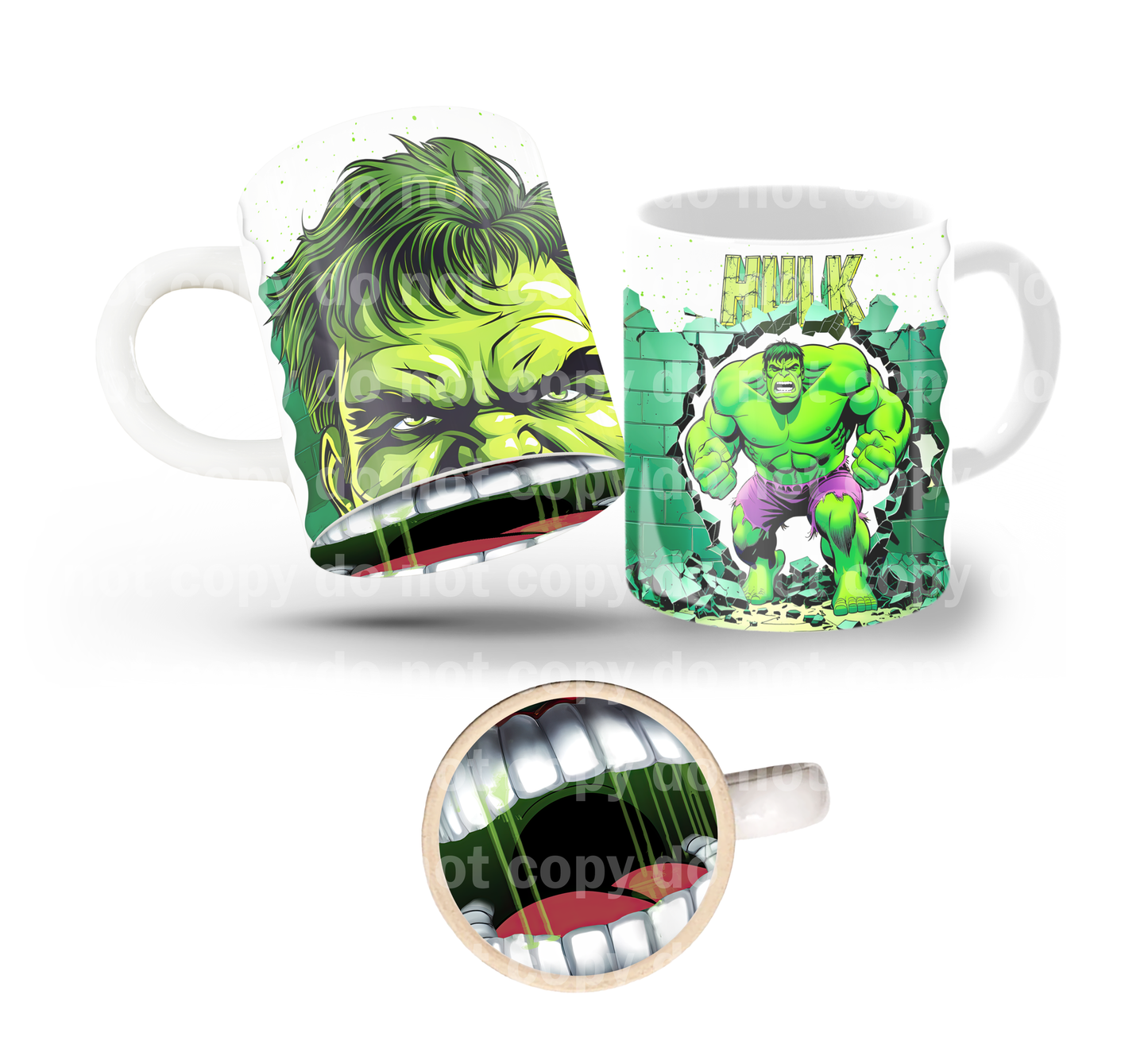 Incredible Green Man Tilt & Sip Mug Wrap + Bottom Design Set